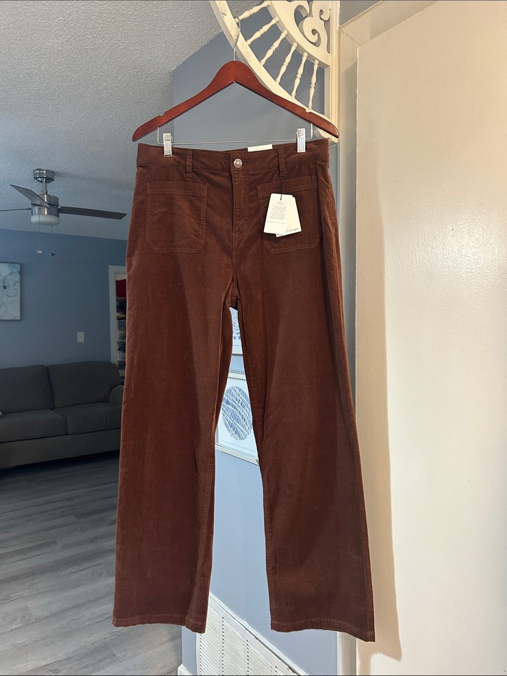 Gibson Latimer Women’s Perfect Fit High Rise Corduroy Pants Cocoa Brown Size 14